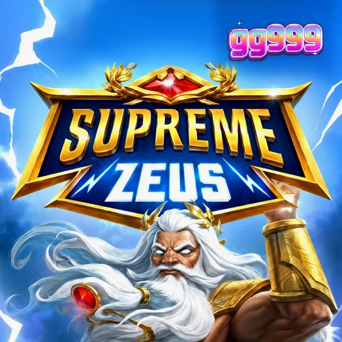 Interface do jogo de caça-níqueis Supreme Zeus com elementos mitológicos e neon.